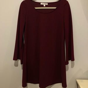 Maroon dress with balloon sleeves